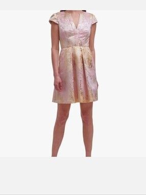 Vince Camuto Metallic Jacquard Cap Sleeve Dress Wedding Party